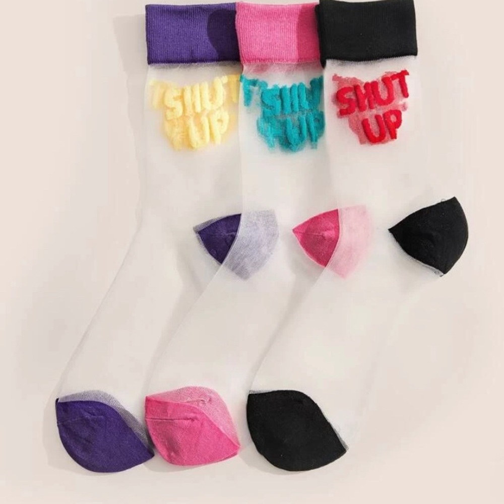 “Shut Up” Sheer socks